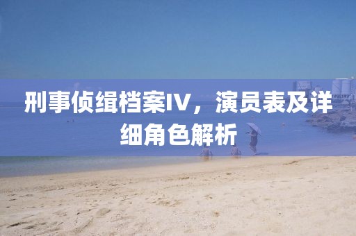 刑事侦缉档案IV，演员表及详细角色解析