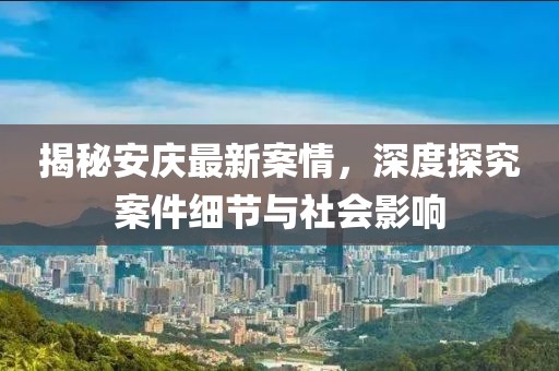 揭秘安庆最新案情，深度探究案件细节与社会影响