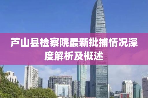 芦山县检察院最新批捕情况深度解析及概述