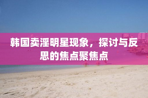 韩国卖淫明星现象，探讨与反思的焦点聚焦点