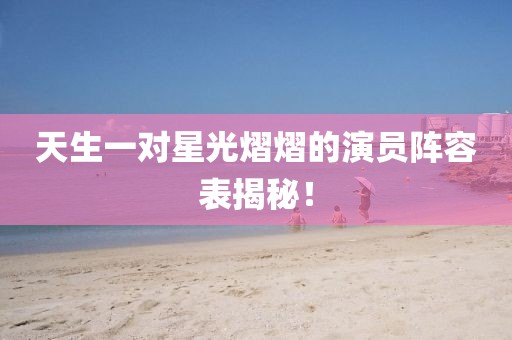 天生一对星光熠熠的演员阵容表揭秘！