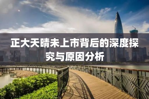 正大天晴未上市背后的深度探究与原因分析