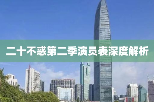 二十不惑第二季演员表深度解析