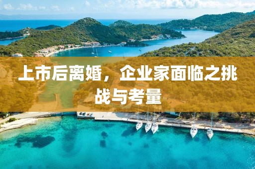 上市后离婚，企业家面临之挑战与考量