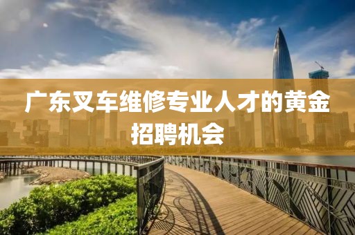 广东叉车维修专业人才的黄金招聘机会