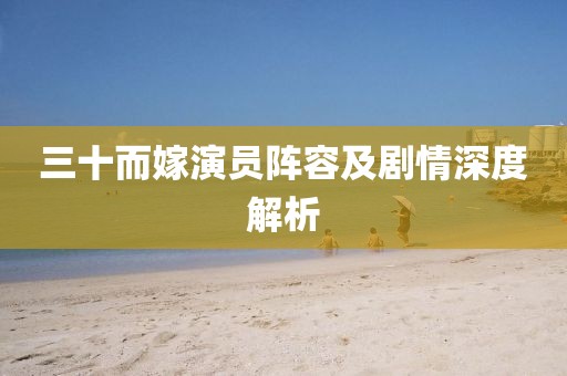 三十而嫁演员阵容及剧情深度解析