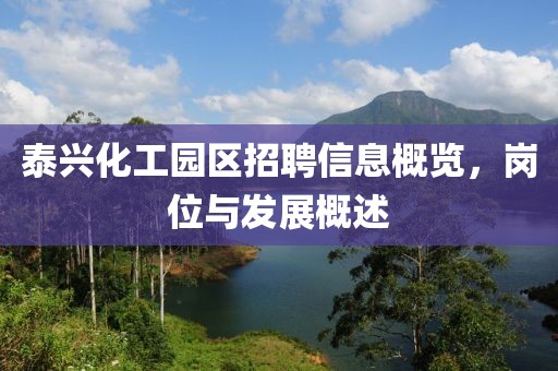 泰兴化工园区招聘信息概览，岗位与发展概述