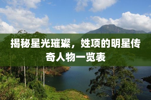 揭秘星光璀璨，姓项的明星传奇人物一览表