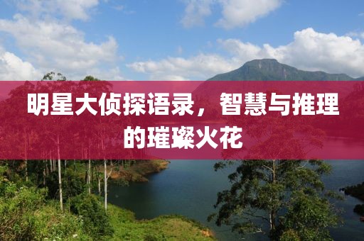明星大侦探语录，智慧与推理的璀璨火花
