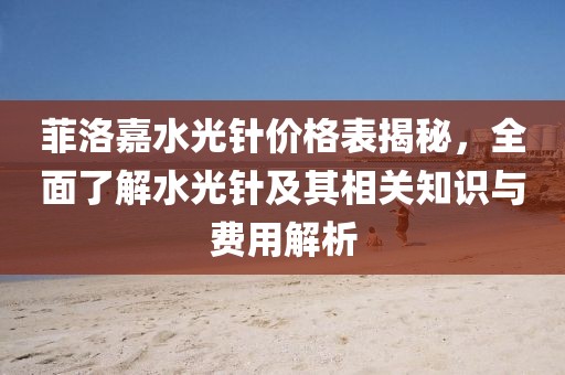 菲洛嘉水光针价格表揭秘，全面了解水光针及其相关知识与费用解析