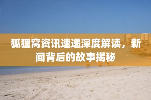 狐狸窝资讯速递深度解读，新闻背后的故事揭秘