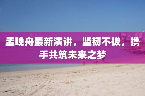 孟晚舟最新演讲，坚韧不拔，携手共筑未来之梦
