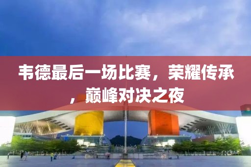 韦德最后一场比赛，荣耀传承，巅峰对决之夜