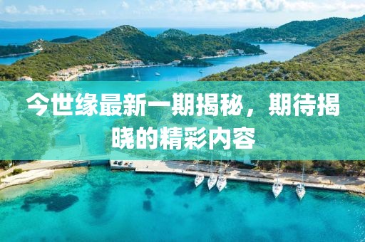 今世缘最新一期揭秘，期待揭晓的精彩内容