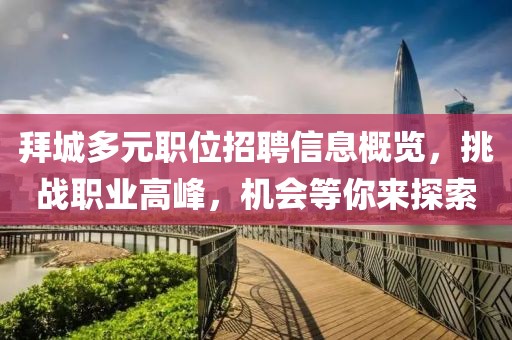 拜城多元职位招聘信息概览，挑战职业高峰，机会等你来探索
