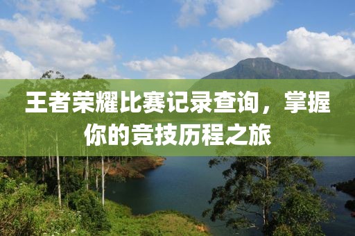 王者荣耀比赛记录查询，掌握你的竞技历程之旅