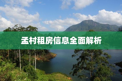 孟村租房信息全面解析
